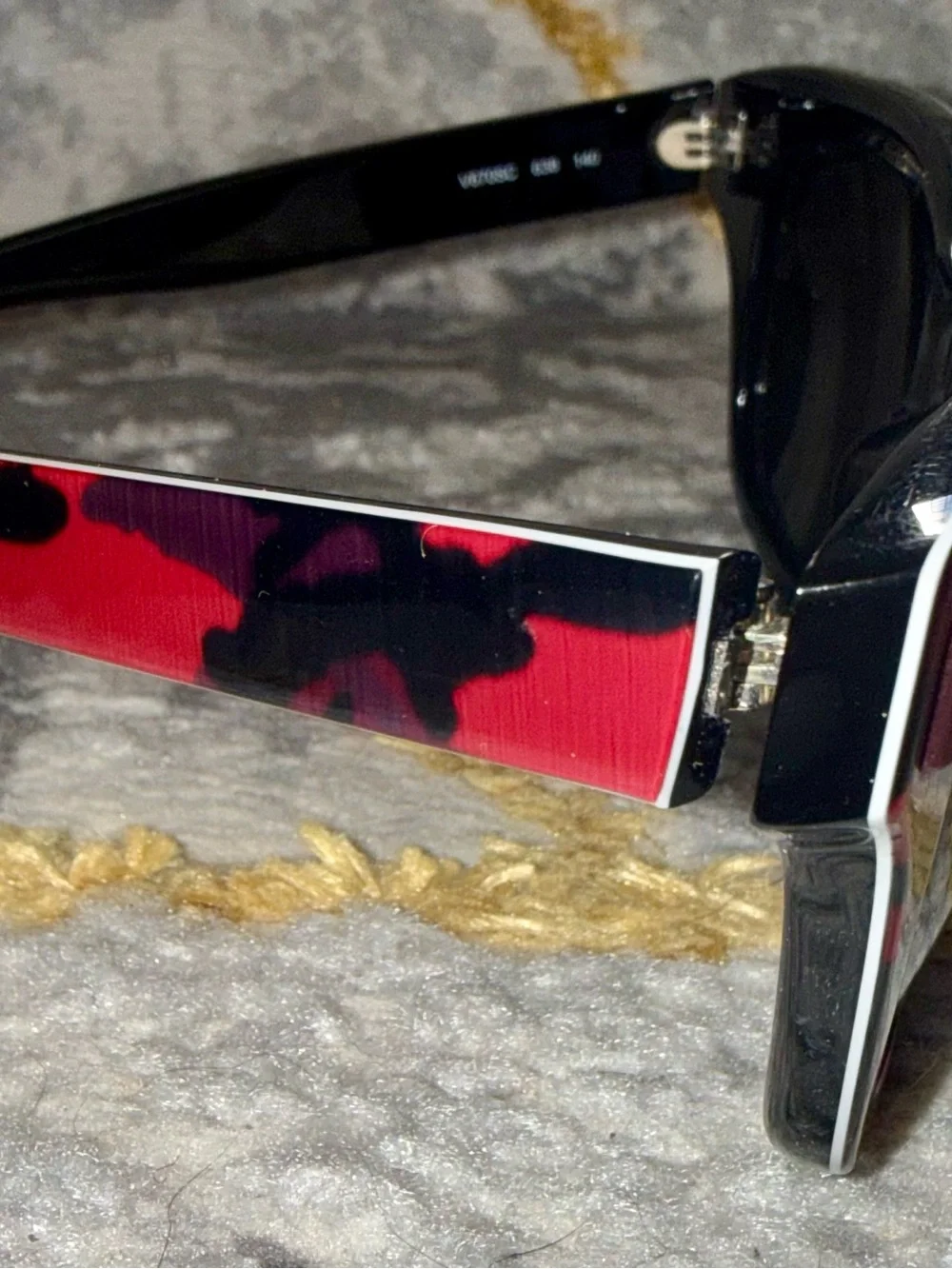 Valentino Sunglasses with Red and Black Patterned Temples